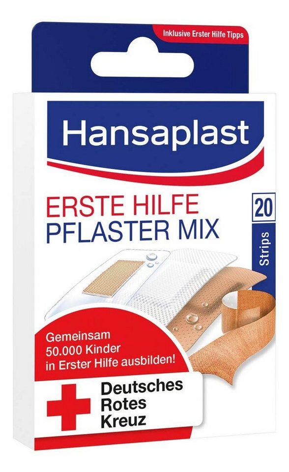Hansaplast Wundpflaster Hansaplast Erste Hilfe Pflaster Mix 20 Strips, Packung von Hansaplast