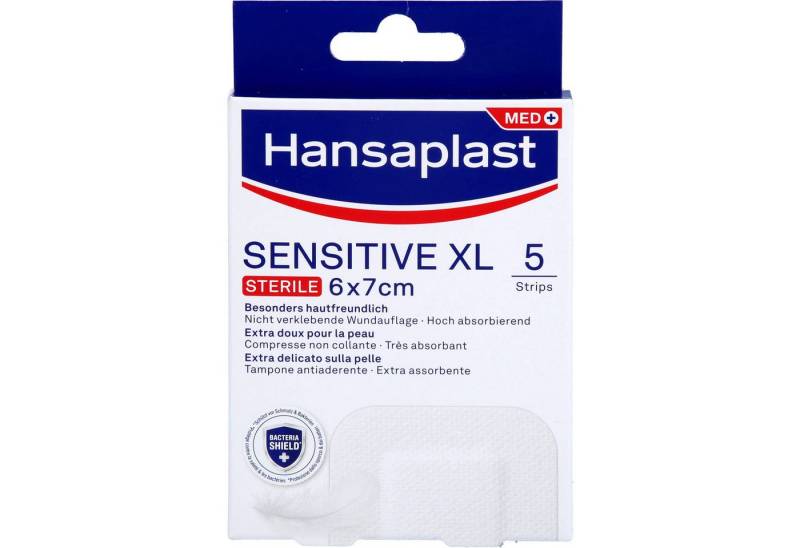 Hansaplast Wundpflaster Hansaplast Sensitive XL Steril 6 cm x 7 cm, 5 Stück, Packung von Hansaplast