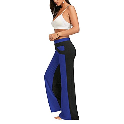 Beiersi Jogginghose Damen Freizeithose Weite Bein Hohe Lose Lange Hose Yoga Hosen Schlaghose (Large, Blau) von Beiersi