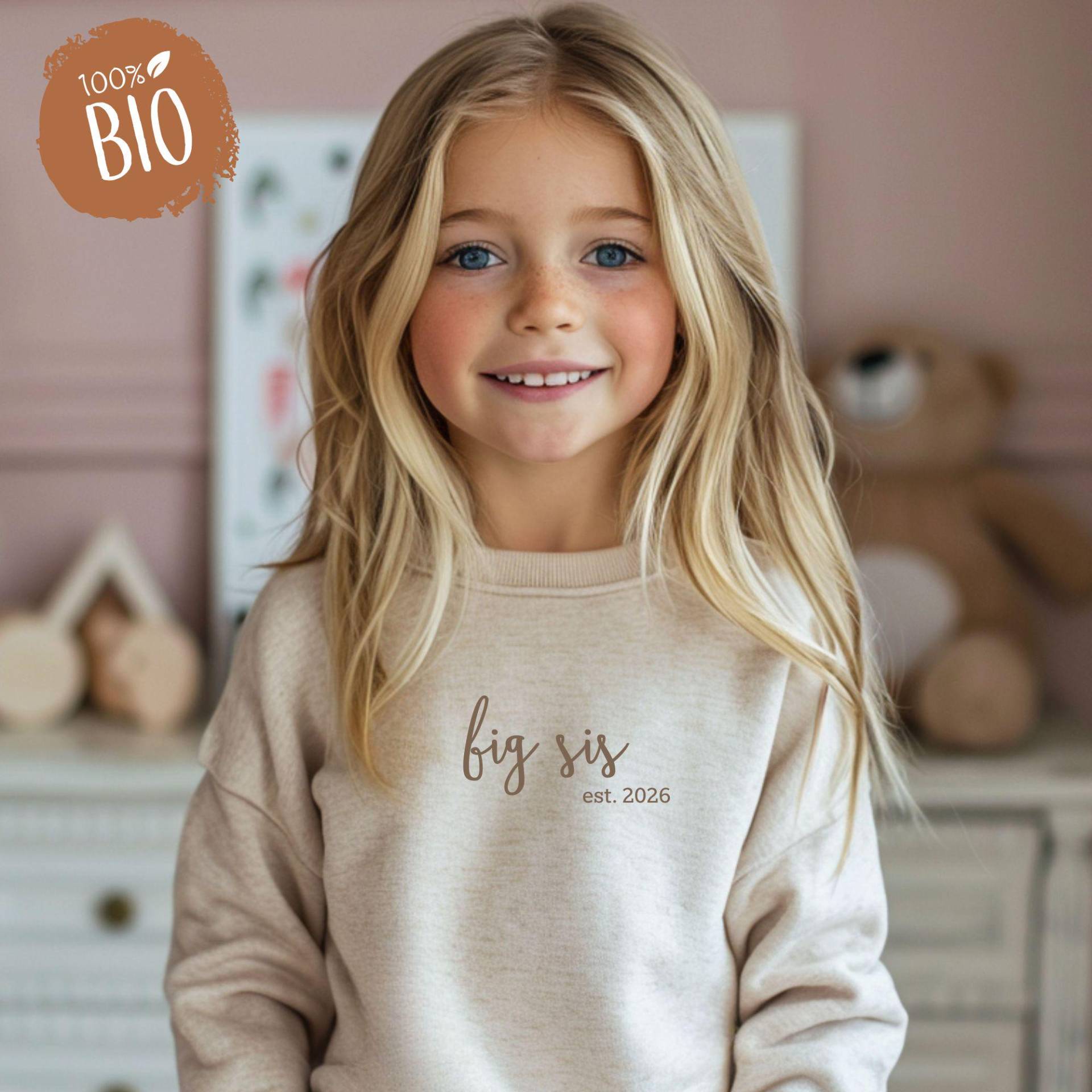 Personalisiert Big Sister Hoodie, Biobaumwolle, Cooming Bald, Schwangerschaftsverkündung Geschenk, Pregnancy Reveal, Baby Pullover Sweat von BeigeBoutiqueStudio