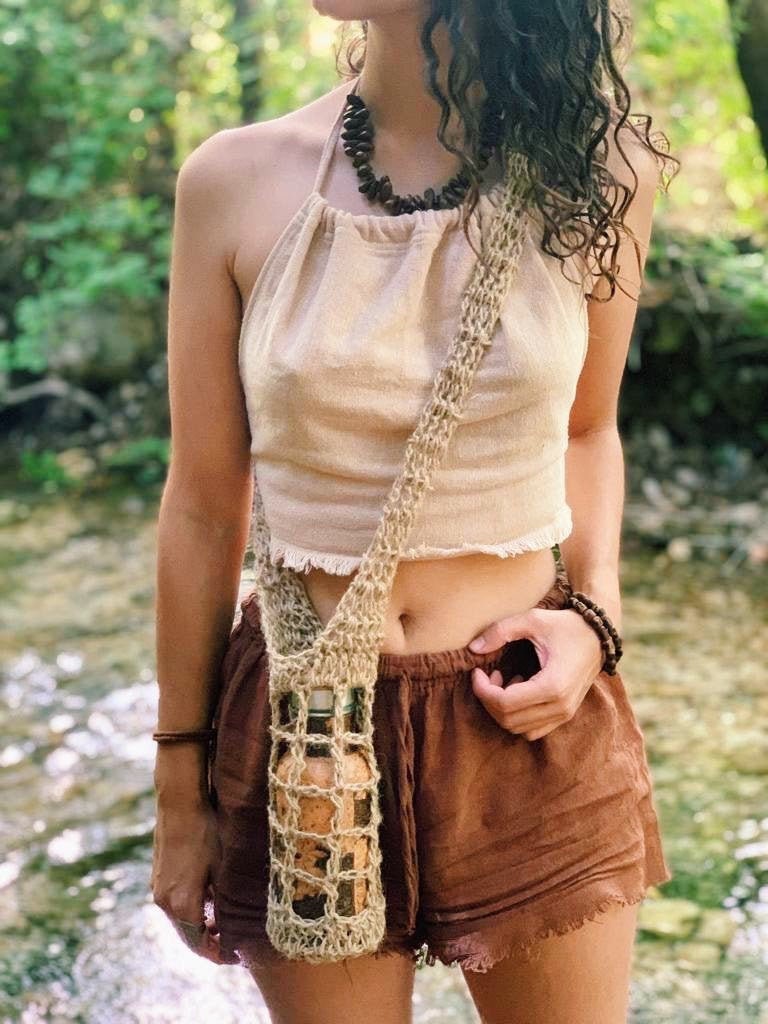 Jute Flaschenhalter | Handarbeit Natur Primitive Vegan Keine Verschwendung von BeijaTerra