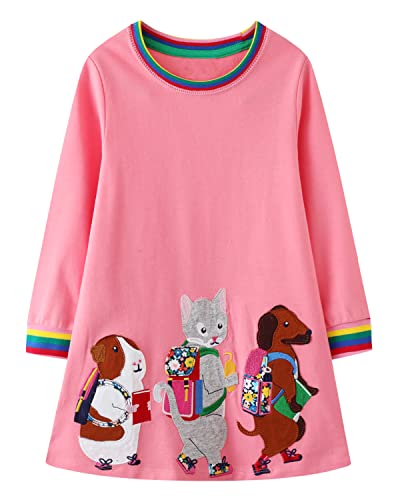 Beilei Creations Mädchen Kleider Baumwolle Karikatur Stickerei Casual Jersey Kleider Gr.85-130(2 Jahre, Ugds015) von Beilei Creations