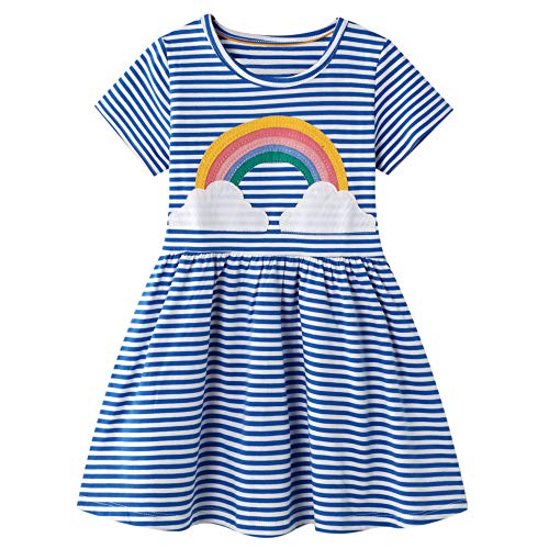 Mädchen Kleider Baumwolle Kurzarm Stickerei Casual Sommer T-Shirt Kleid Gr.85-130 (3Jahre/90cm, Prinzessin) von Beilei Creations