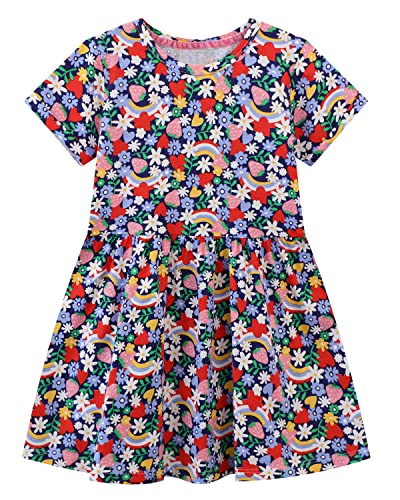 Mädchen Kleider Baumwolle Kurzarm Stickerei Casual Sommer T-Shirt Kleid Gr.85-140 (2Jahre/85cm, DGS07) von Beilei Creations