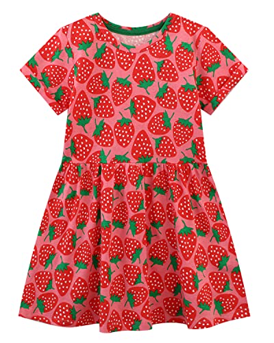 Mädchen Kleider Baumwolle Kurzarm Stickerei Casual Sommer T-Shirt Kleid Gr.85-140 (8Jahre/140cm, DGS06) von Beilei Creations