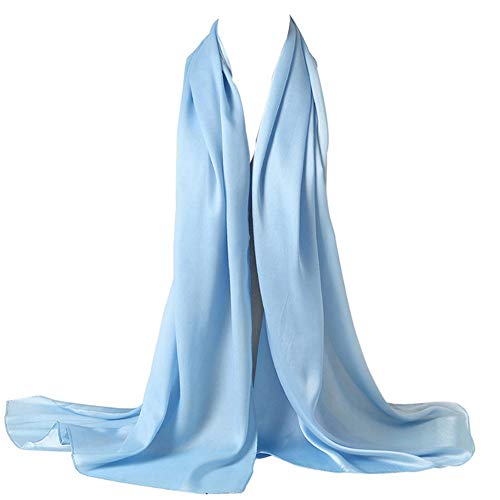 Bellonesc Damen Seidenschal 100% Seide Lange Leichte Sonnenschutz Tücher 35"* 71" Hellblau von Beillonesc