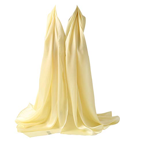 Bellonesc Damen Seidenschal 100% Seide Lange Leichte Sonnenschutz Tücher 35"* 71" Hellgelb von Beillonesc
