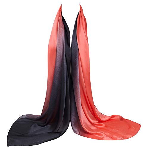 Bellonesc Damen Seidenschal 100% Seide Lange Leichte Sonnenschutz Tücher 35"* 71" Rot schwarz von Beillonesc