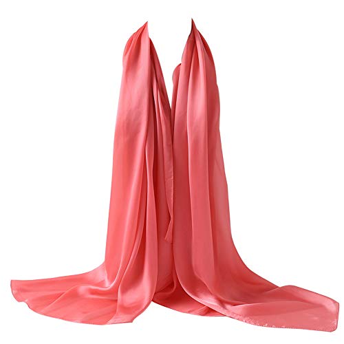 Bellonesc Damen Seidenschal 100% Seide Lange Leichte Sonnenschutz Tücher 35"* 71" Wassermelonenrot von Beillonesc