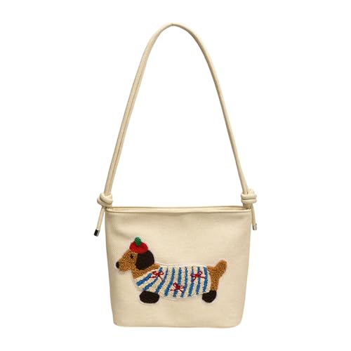Auffällige Schultertasche mit Hunde-Design, PU-Leder, Unterarmtasche, lässige Handtasche für Einkaufen, Pendler und Reisen, modische Pendlertasche, weiß, One Size Auffällige Schultertasche mit Hunde-Design, PU-Leder, Unterarmtasche, lässige Handtasche für Einkaufen, Pendler und Reisen, modische Pendlertasche, weiß, One Size von Beimus