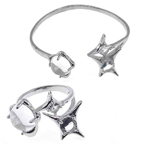 Beimus Einzigartiger Mondstein-Stern-eleganter Charm, stabil und Ringe, Schmuck-Set, tragbar für Partys und den täglichen Gebrauch von Beimus