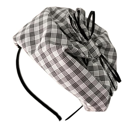 Beimus Haarreif mit karierter Schleife für Damen, eleganter französischer Hut, Stirnband, rutschfest, Fascinator, Haarband für formelle Anlässe von Beimus