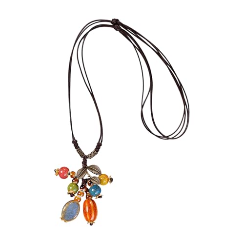 Beimus Handgefertigte Keramik-Blatt-Halskette, einzigartiges Design, tragbarer Schmuck mit verstellbarer Kette für trendige Frauen, lässig, 5060cm, Seil + Kunststoff, Ammolit Beimus Handgefertigte Keramik-Blatt-Halskette, einzigartiges Design, tragbarer Schmuck mit verstellbarer Kette für trendige Frauen, lässig, 5060cm, Seil + Kunststoff, Ammolit von Beimus