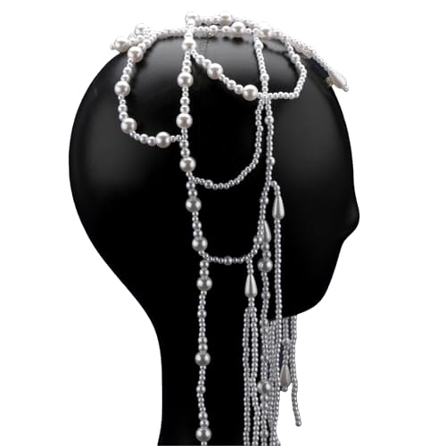 Beimus Perlen Quasten Haarteil Elegant Hochzeit Kopfschmuck Original Handgemachte Kopfbedeckung für Hochzeiten von Beimus