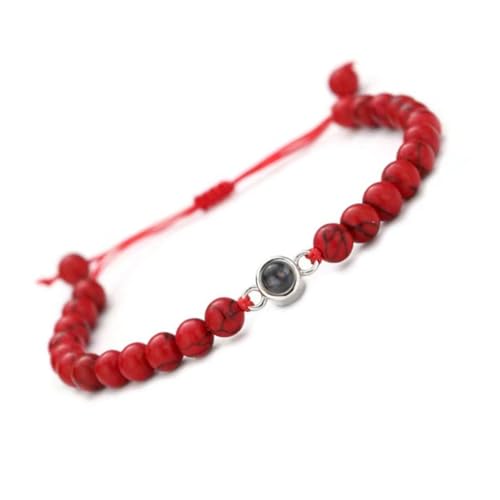 Beimus Romantisches Projektionsarmband mit 100 Sprachen Kristallen, mattiert, Stein-Designs für Paare und besondere, Diameter 7.5mm, Seil + mattierter Kristallstein von Beimus