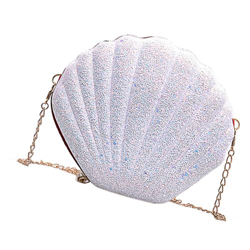Beimus Stilvolle Pailletten-Muschel-Umhängetasche, PU-Leder, Schultertasche, Abend-Handtasche, Weihnachten oder Valentinstag, Geburtstag für Sie, weiß, One Size Beimus Stilvolle Pailletten-Muschel-Umhängetasche, PU-Leder, Schultertasche, Abend-Handtasche, Weihnachten oder Valentinstag, Geburtstag für Sie, weiß, One Size von Beimus