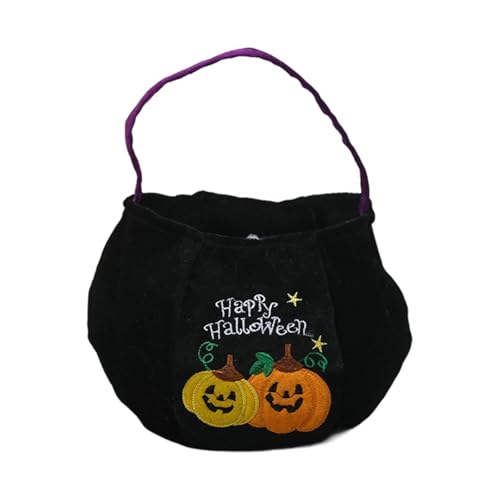 Beimus Traditionelle Samt-Beutel für Kürbis-Süßigkeiten, saisonale Party, unverzichtbare Aufbewahrung mit verstärkten Griffen, starker Stoff, Mehrzweck-Aufbewahrungsmöglichkeit für den Urlaub, Schwarz von Beimus