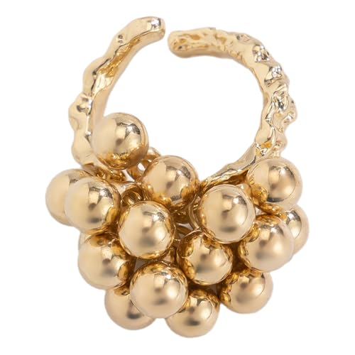 Beimus Vintage Perlen Spiralen Ringe verstellbar offene Ringe für Frauen Mädchen übertrieben unregelmäßig Mode, 3.51x2.73in, Legierung, Perlen von Beimus