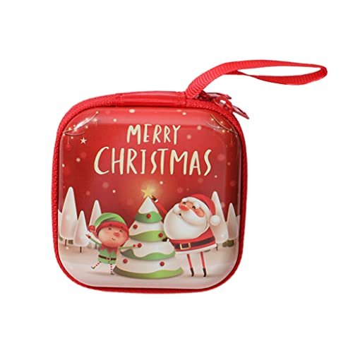 Beimus Weihnachts-Aufbewahrungstasche, Cartoon-Druck, Münzbörse für kreative quadratische Weißblech-Pock von Beimus