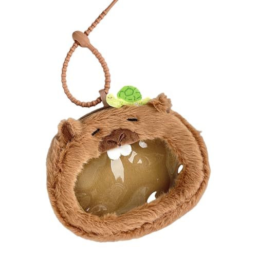 Capybara Münzgeldbörse aus weichem Plüsch, mit Reißverschluss, multifunktional, für den täglichen Gebrauch oder auf Reisen, Capybara, weicher Stoff, schildkröte, Mass Beauty von Beimus