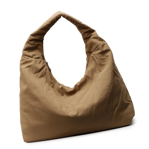 Damen-Handtasche, einfarbig, drapiert, Nylon, große Kapazität, Unterarm-Geldbörse, lässige Tasche für Reisen und Sport, elegante Unterarmtasche, khaki, One Size Damen-Handtasche, einfarbig, drapiert, Nylon, große Kapazität, Unterarm-Geldbörse, lässige Tasche für Reisen und Sport, elegante Unterarmtasche, khaki, One Size von Beimus