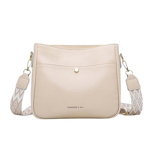 Damen Leder Bucket Bag Schultertasche mit mehreren Fächern und verstellbarem Riemen Crossbody Taschen Satchel Geldbörse Damen Tasche, weiß, One Size Damen Leder Bucket Bag Schultertasche mit mehreren Fächern und verstellbarem Riemen Crossbody Taschen Satchel Geldbörse Damen Tasche, weiß, One Size von Beimus