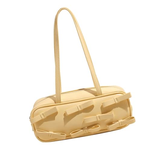 Elegante Tasche mit Schleife, PU-Leder, Pendler, Handtasche, weiche Achseltasche, Geldbörse, für modische Frauen und Studenten, gelb, One Size Elegante Tasche mit Schleife, PU-Leder, Pendler, Handtasche, weiche Achseltasche, Geldbörse, für modische Frauen und Studenten, gelb, One Size von Beimus
