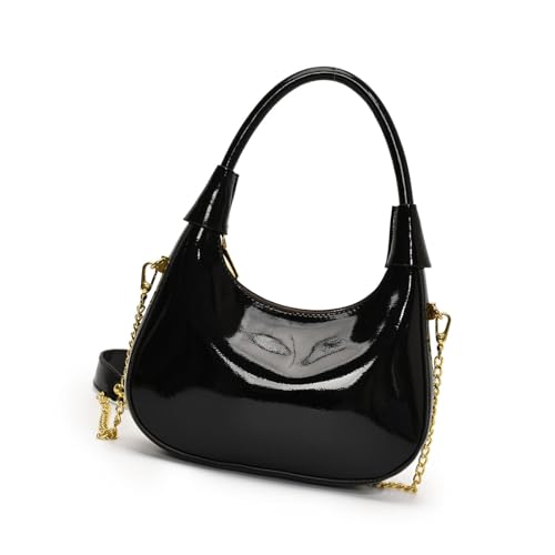 Moderne PU-Geldbörse mit glänzendem Finish, stilvolle Umhängetasche, große Kapazität, Abendtasche, Pendlertasche, für modische Frauen, PU-Ledertasche, Schwarz , One Size Moderne PU-Geldbörse mit glänzendem Finish, stilvolle Umhängetasche, große Kapazität, Abendtasche, Pendlertasche, für modische Frauen, PU-Ledertasche, Schwarz , One Size von Beimus