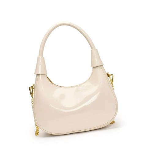 Moderne PU-Geldbörse mit glänzendem Finish, stilvolle Umhängetasche, große Kapazität, Abendtasche, Pendlertasche, für modische Frauen, PU-Ledertasche, weiß, One Size von Beimus