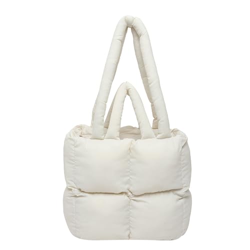 Modische Damen-Daunen-Umhängetasche, geräumige Nylon-Handtasche, leicht und bequem, mit Tragegriff oben, für Studenten, warme gesteppte Tasche, weiß, One Size Modische Damen-Daunen-Umhängetasche, geräumige Nylon-Handtasche, leicht und bequem, mit Tragegriff oben, für Studenten, warme gesteppte Tasche, weiß, One Size von Beimus