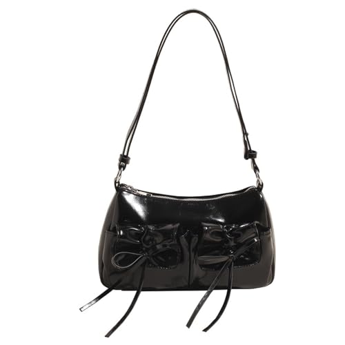 Modische Damen-Umhängetasche mit Schleifen-Detail, praktische PU-Umhängetasche, Abendtasche für Arbeit und Freizeitausflüge, trendige College-Tasche, Schwarz , One Size Modische Damen-Umhängetasche mit Schleifen-Detail, praktische PU-Umhängetasche, Abendtasche für Arbeit und Freizeitausflüge, trendige College-Tasche, Schwarz , One Size von Beimus