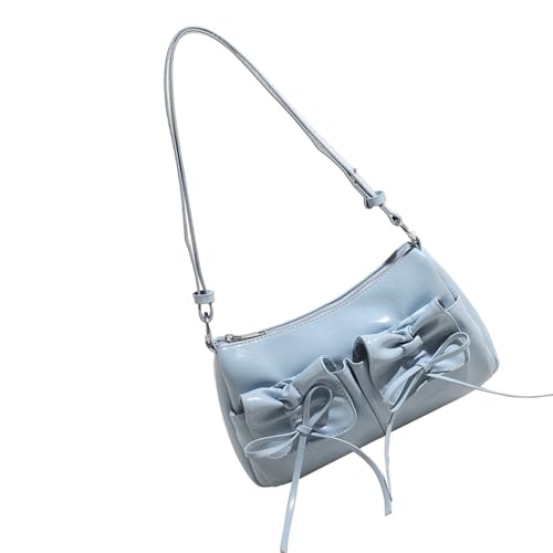 Modische Damen-Umhängetasche mit Schleifen-Detail, praktische PU-Umhängetasche, Abendtasche für Arbeit und Freizeitausflüge, trendige College-Tasche, blau, One Size Modische Damen-Umhängetasche mit Schleifen-Detail, praktische PU-Umhängetasche, Abendtasche für Arbeit und Freizeitausflüge, trendige College-Tasche, blau, One Size von Beimus