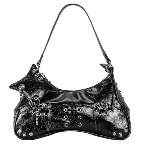 Punk Handtasche PU Leder Damen Crossbody Tasche mit bequemem Schultergurt Unterarmtaschen für das tägliche Pendeln oder Reisen Stilvolle Umhängetasche, Schwarz , One Size Punk Handtasche PU Leder Damen Crossbody Tasche mit bequemem Schultergurt Unterarmtaschen für das tägliche Pendeln oder Reisen Stilvolle Umhängetasche, Schwarz , One Size von Beimus