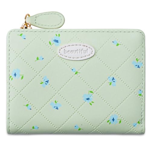 Schlichte Geldbörse, stilvolle Münztaschen, schöne Geldbörse, PU-Leder, Kleingeldbörse mit Blumendruck, kurze Geldbörse mit Kartenhalter, Bifold PU-Leder, Kleingeld, stilvoll, kurz, schöner von Beimus