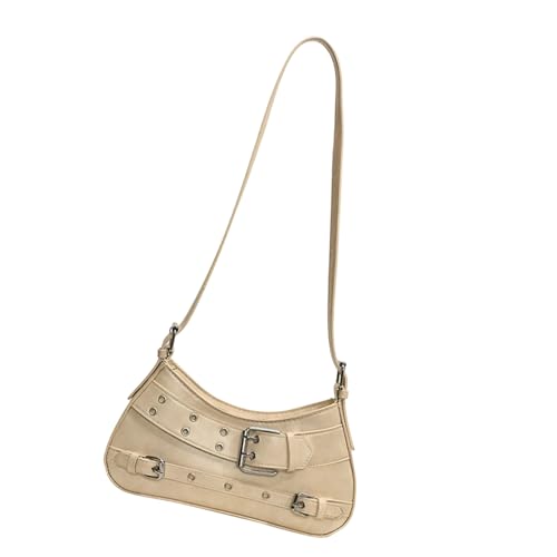Schultertasche für Damen, Abendtasche, Handtasche, PU-Leder, Unterarmtasche mit Reißverschluss, einfache Geldbörse, Handtasche, Schulter für Damen, beige, One Size Schultertasche für Damen, Abendtasche, Handtasche, PU-Leder, Unterarmtasche mit Reißverschluss, einfache Geldbörse, Handtasche, Schulter für Damen, beige, One Size von Beimus