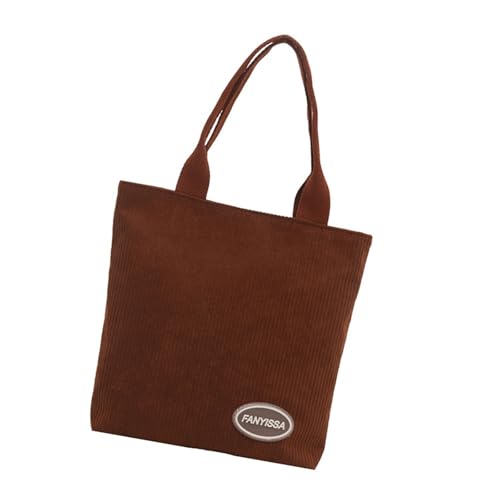 Stilvolle Cord-Handtasche mit Reißverschluss, Reise-Lunch-Tasche für Mittagessen oder Freizeit, Arbeit, Schule, Outdoor-Aktivitäten, Cordtasche, braun, One Size Stilvolle Cord-Handtasche mit Reißverschluss, Reise-Lunch-Tasche für Mittagessen oder Freizeit, Arbeit, Schule, Outdoor-Aktivitäten, Cordtasche, braun, One Size von Beimus
