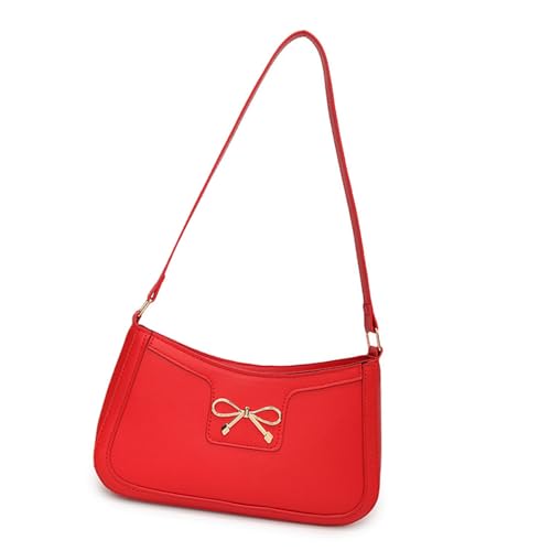 Trendige PU-Leder-Handtasche mit Schleifen-Designs, Schultertasche zur Verschönerung Ihrer Outfits für Verabredungen und Einkaufstouren, Schleifen-Handtasche, rot, One Size Trendige PU-Leder-Handtasche mit Schleifen-Designs, Schultertasche zur Verschönerung Ihrer Outfits für Verabredungen und Einkaufstouren, Schleifen-Handtasche, rot, One Size von Beimus