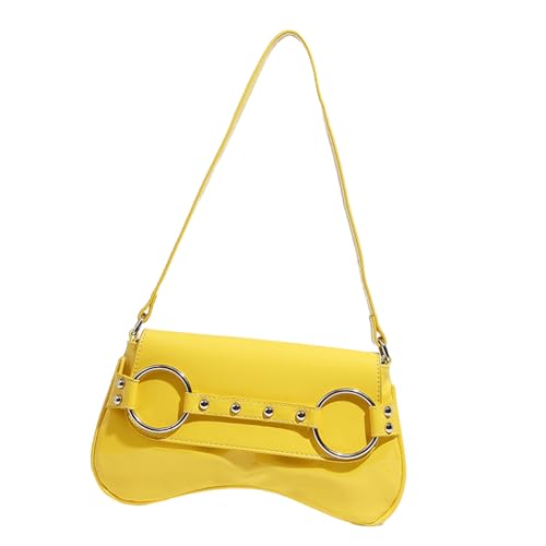 Umhängetasche für Damen, trendige Abend-Clutches, Geldbörse, PU-Leder, unter dem Arm, Geldbörsen, Schlingentasche, Handtasche, Knödel, trendiger Unterarm, gelb, One Size Umhängetasche für Damen, trendige Abend-Clutches, Geldbörse, PU-Leder, unter dem Arm, Geldbörsen, Schlingentasche, Handtasche, Knödel, trendiger Unterarm, gelb, One Size von Beimus