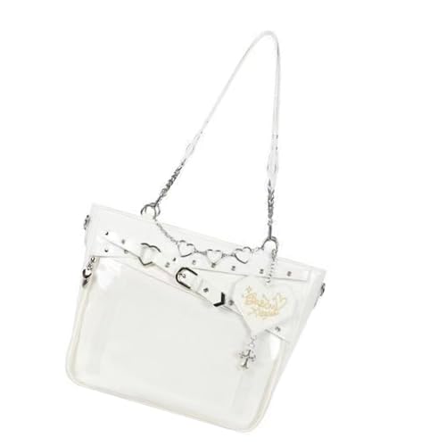 Umhängetasche mit großer Kapazität und Herzkette, japanischer Anime-Stil, Schultertasche für Damen und Mode-Enthusiasten, Präsentationsschicht, weiß, One Size Umhängetasche mit großer Kapazität und Herzkette, japanischer Anime-Stil, Schultertasche für Damen und Mode-Enthusiasten, Präsentationsschicht, weiß, One Size von Beimus