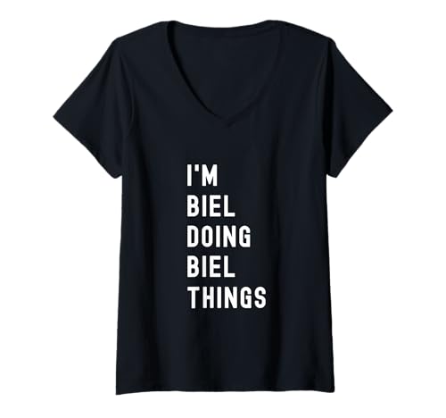 Damen Ich Bin Biel, der Biel-Dinge TUT T-Shirt mit V-Ausschnitt von Being Biel Birthday Name Funny