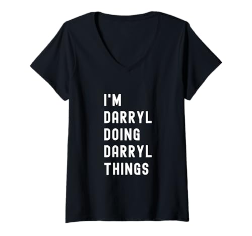 Damen Ich Bin Darryl, der Darryl-Dinge TUT T-Shirt mit V-Ausschnitt von Being Brian Birthday Name Funny