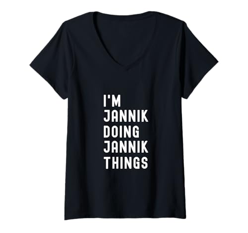 Damen Ich Bin Jannik, der Jannik-Dinge TUT T-Shirt mit V-Ausschnitt Damen Ich Bin Jannik, der Jannik-Dinge TUT T-Shirt mit V-Ausschnitt von Being Jannik Birthday Name Funny