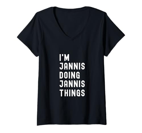 Damen Ich Bin Jannis, der Jannis-Dinge TUT T-Shirt mit V-Ausschnitt Damen Ich Bin Jannis, der Jannis-Dinge TUT T-Shirt mit V-Ausschnitt von Being Jannis Birthday Name Funny