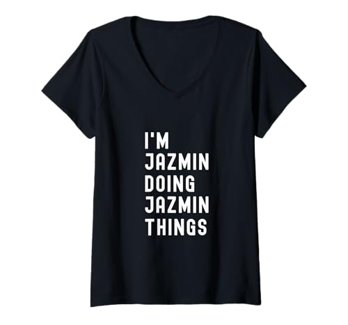 Damen Ich Bin Jazmin, der Jazmin-Dinge TUT T-Shirt mit V-Ausschnitt Damen Ich Bin Jazmin, der Jazmin-Dinge TUT T-Shirt mit V-Ausschnitt von Being Jazmin Birthday Name Funny