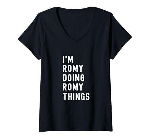 Damen Ich Bin Romy, der Romy-Dinge TUT T-Shirt mit V-Ausschnitt Damen Ich Bin Romy, der Romy-Dinge TUT T-Shirt mit V-Ausschnitt von Being Romy Birthday Name Funny