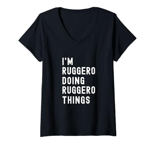 Damen Ich Bin Ruggero, der Ruggero-Dinge TUT T-Shirt mit V-Ausschnitt von Being Ruggero Birthday Name Funny