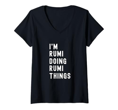 Damen Ich Bin Rumi, der Rumi-Dinge TUT T-Shirt mit V-Ausschnitt von Being Rumi Birthday Name Funny
