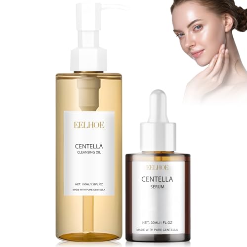 2 Stück Centella Cleansing Oil + Centella Serum, Centella Asiatica Extract, Madagascar Centella Light Reinigungsöl, Centella Gesichtsserum, Geeignet für Empfindliche Haut von Beinup