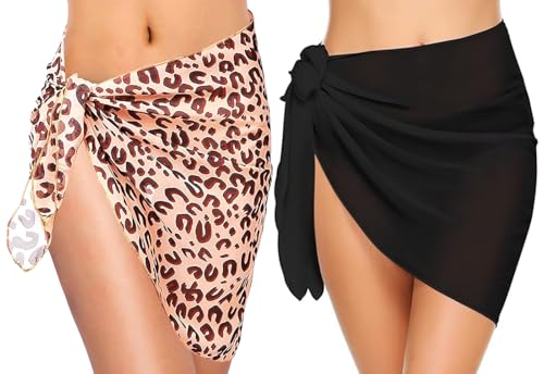 2 Stück Pareo Damen Strand Wrap Sarong, Chiffon Strand Sarong Tuch Vertuschung, Wickeltuch Strandrock Damen Pareo Tuch Bikini Hüfttuch Strandtuch Zum Umbinden Wickelrock Beach für Sommer Badeanzug von Beipegin