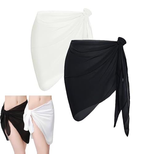 2 Stück Pareo Damen Strand Wrap Sarong, Chiffon Strand Sarong Tuch Vertuschung, Wickeltuch Strandrock Damen Pareo Tuch Bikini Hüfttuch Strandtuch Zum Umbinden Wickelrock Beach für Sommer Badeanzug von Beipegin